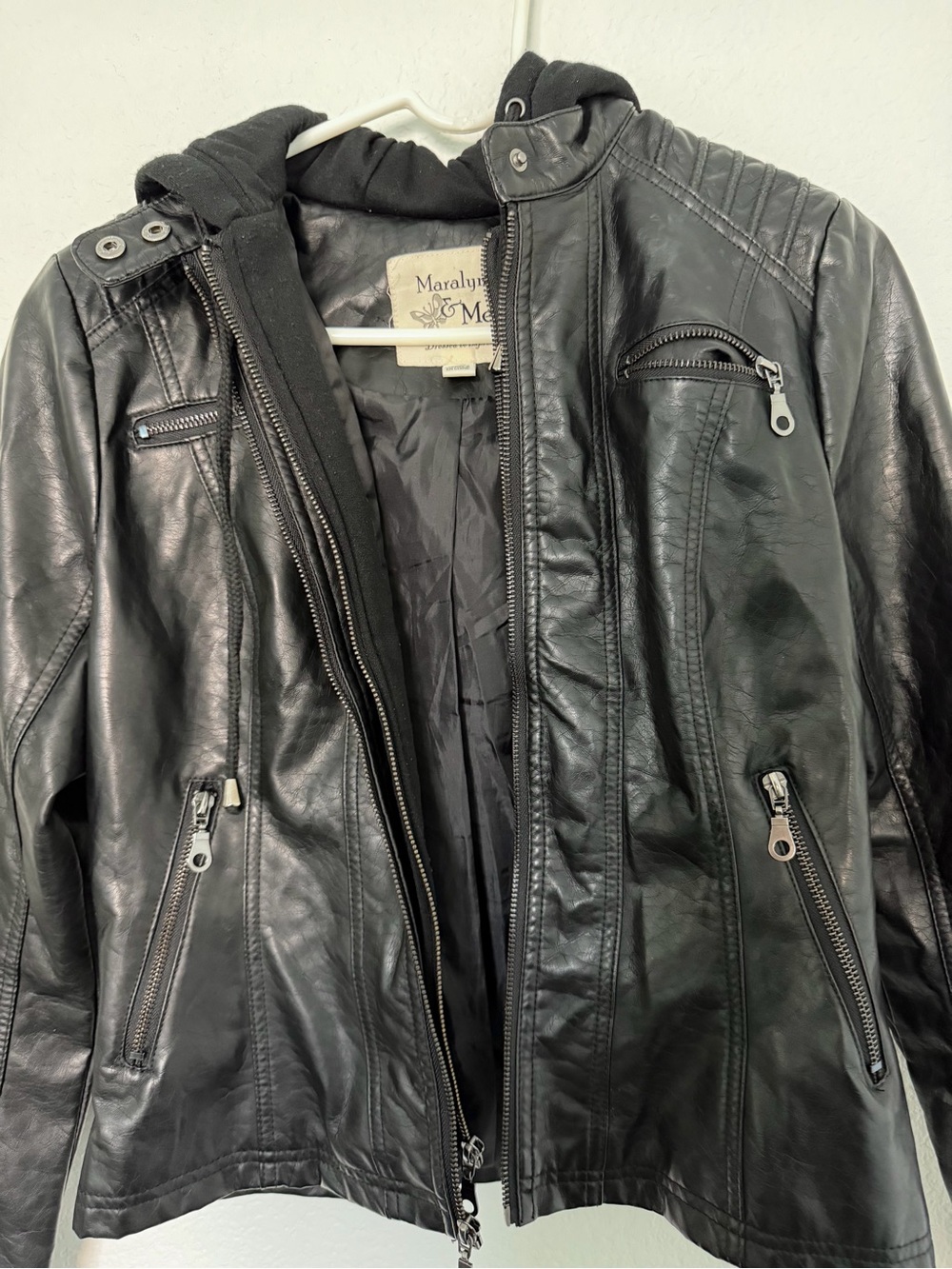 faux leather hooded jacket - Picture 2 of 4